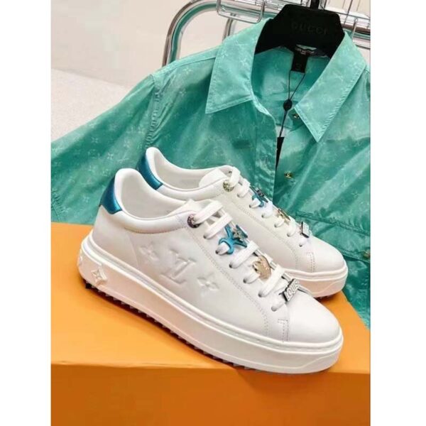 Louis Vuitton LV Women Time Out Sneaker Light Blue Smooth Calf Leather (8)