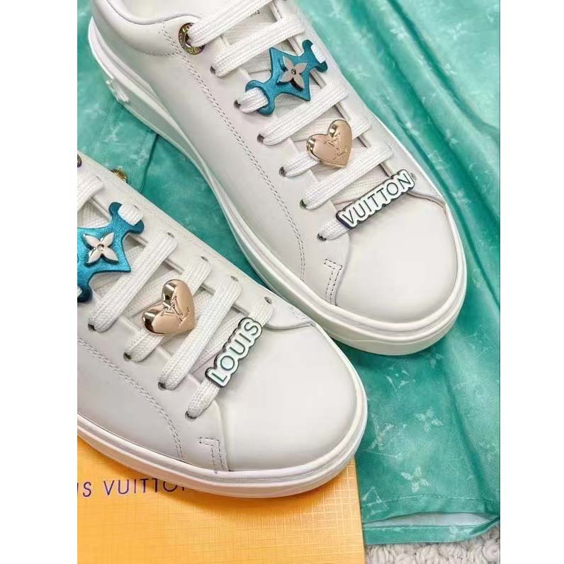 Louis Vuitton LV Women Time Out Sneaker Printed Calf Leather Light Blue -  LULUX