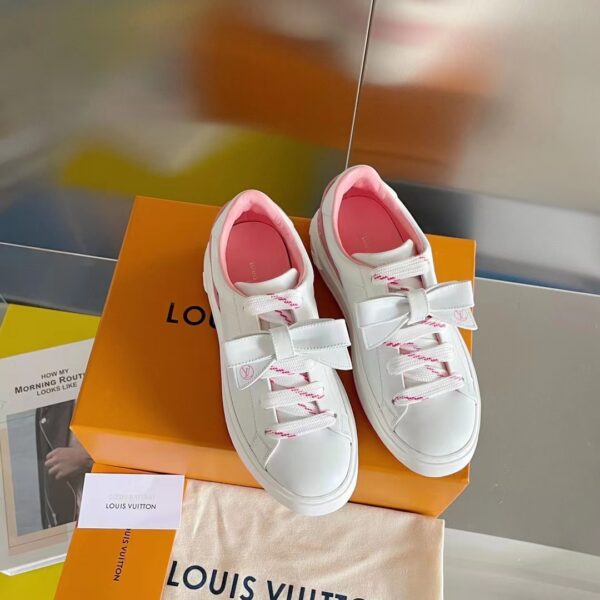 Louis Vuitton LV Women Time Out Sneaker Pink Calf Leather Rubber Outsole (1)