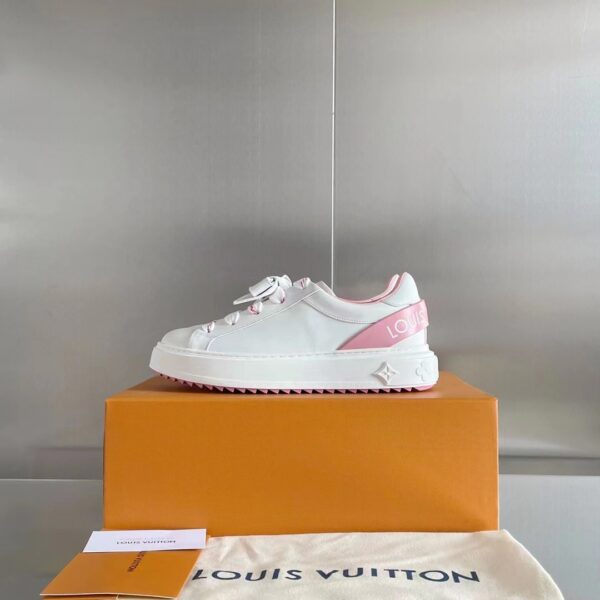 Louis Vuitton LV Women Time Out Sneaker Pink Calf Leather Rubber Outsole (3)