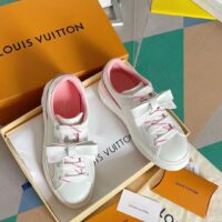 Louis Vuitton LV Women Time Out Sneaker Pink Calf Leather Rubber Outsole (6)