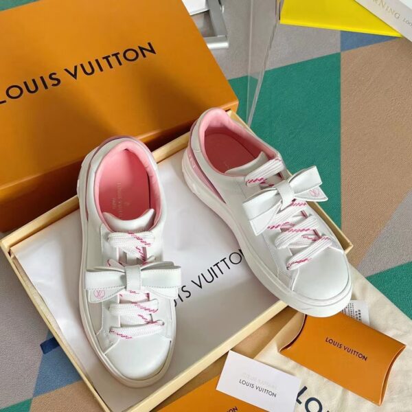 Louis Vuitton LV Women Time Out Sneaker Pink Calf Leather Rubber Outsole (5)