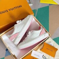 Louis Vuitton LV Women Time Out Sneaker Pink Calf Leather Rubber Outsole (6)