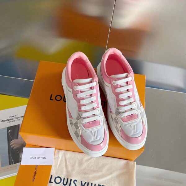 Louis Vuitton LV Women Time Out Sneaker Pink Monogram Embossed Calf Leather (2)