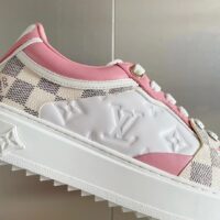 Louis Vuitton LV Women Time Out Sneaker Pink Monogram Embossed Calf Leather (6)