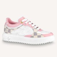 Louis Vuitton LV Women Time Out Sneaker Pink Monogram Embossed Calf Leather