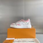 Louis Vuitton LV Women Time Out Sneaker Pink Monogram Embossed Calf Leather - immagine 2