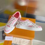 Louis Vuitton LV Women Time Out Sneaker Pink Monogram Embossed Calf Leather - immagine 7