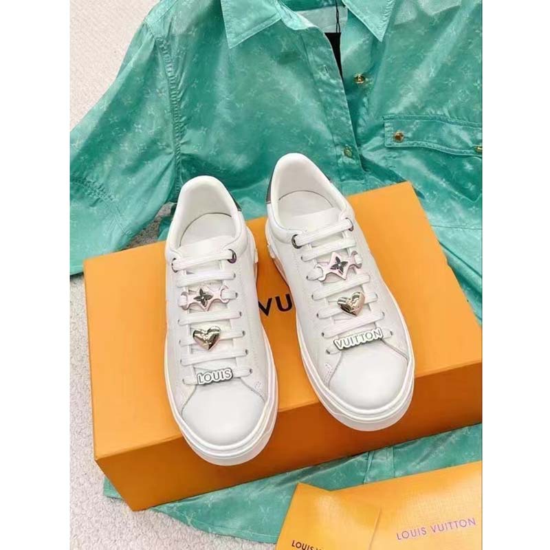 Louis Vuitton LV Women Time Out Sneaker Silver Calf Leather Strass - LULUX