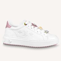 Louis Vuitton LV Women Time Out Sneaker Rose Clair Pink Smooth Calf Leather (6)