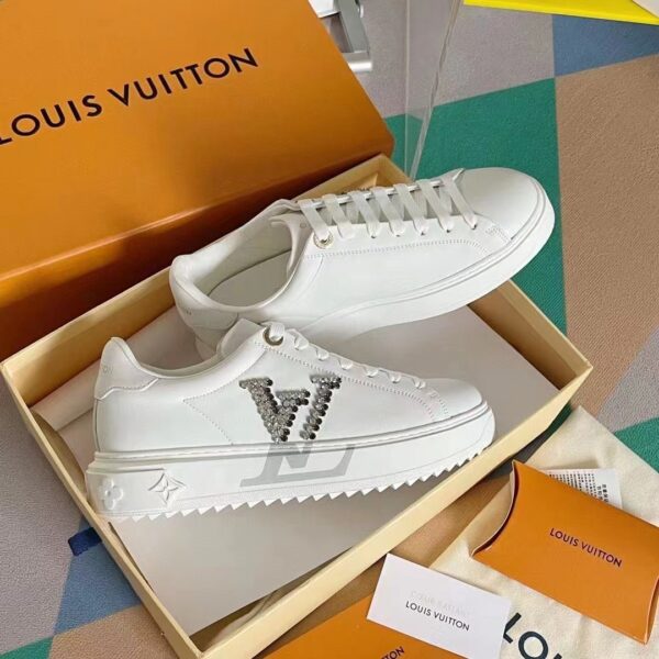 Louis Vuitton LV Women Time Out Sneaker Silver Calf Leather Strass (2)
