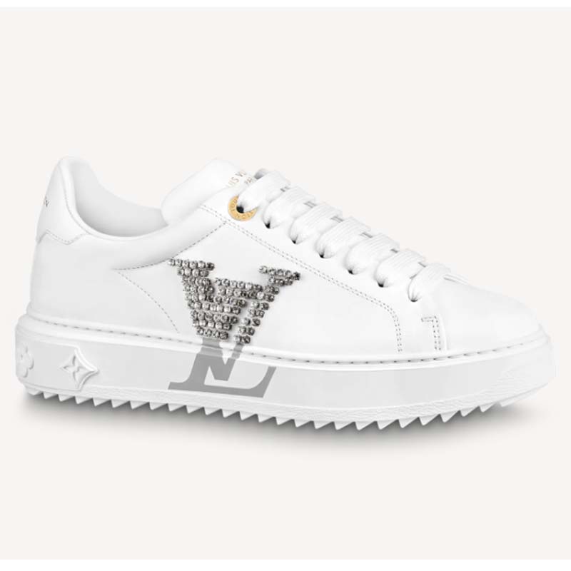 Louis Vuitton LV Women Time Out Sneaker Silver Calf Leather Strass - LULUX