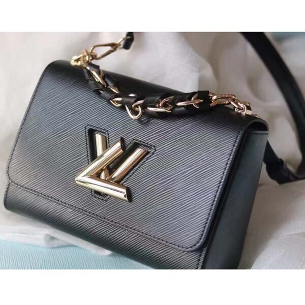 Louis Vuitton LV Women Twist MM Handbag Black Epi Grained Cowhide Leather (10)
