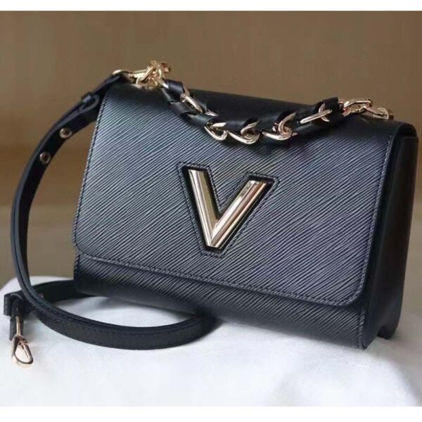Louis Vuitton LV Women Twist MM Handbag Black Epi Grained Cowhide Leather (13)