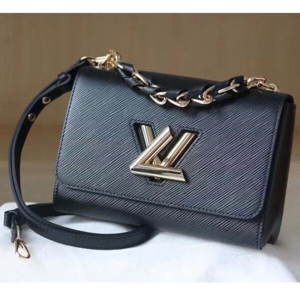 Louis Vuitton LV Women Twist MM Handbag Black Epi Grained Cowhide Leather (2)