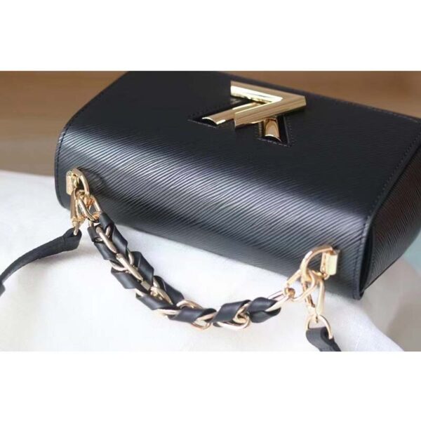 Louis Vuitton LV Women Twist MM Handbag Black Epi Grained Cowhide Leather (4)