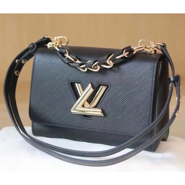 Louis Vuitton LV Women Twist MM Handbag Black Epi Grained Cowhide Leather (8)
