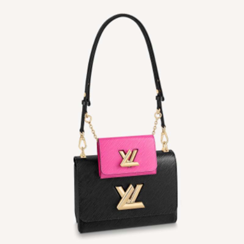 Louis Vuitton LV Women Twist MM Handbag Black Fuchsia Epi Grained Cowhide Leather 1