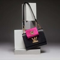 Louis Vuitton LV Women Twist MM Handbag Black Fuchsia Epi Grained Cowhide Leather (1)
