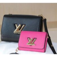 Louis Vuitton LV Women Twist MM Handbag Black Fuchsia Epi Grained Cowhide Leather (1)