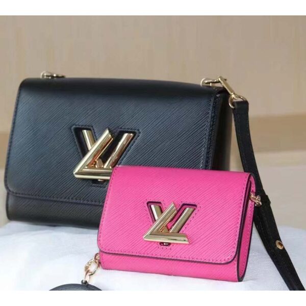 Louis Vuitton LV Women Twist MM Handbag Black Fuchsia Epi Grained Cowhide Leather (2)