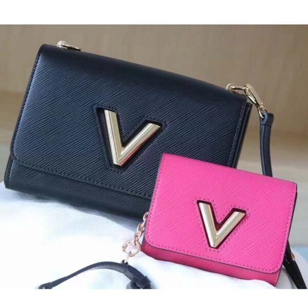 Louis Vuitton LV Women Twist MM Handbag Black Fuchsia Epi Grained Cowhide Leather (3)