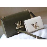 Louis Vuitton LV Women Twist MM Handbag Green White Epi Grained Cowhide Leather (9)