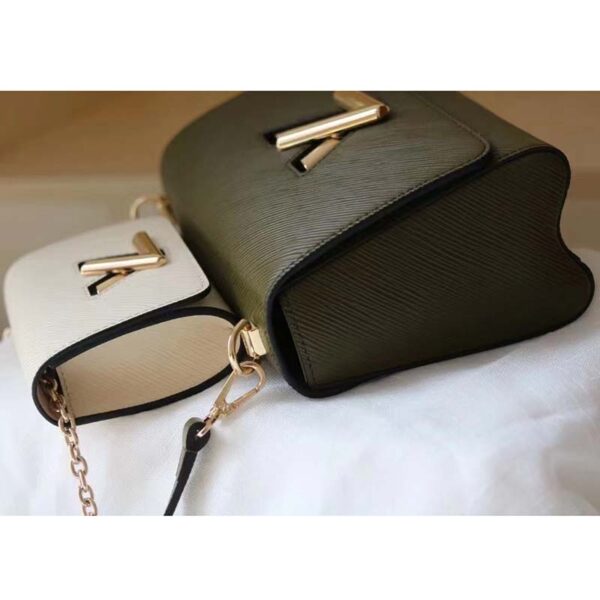 Louis Vuitton LV Women Twist MM Handbag Green White Epi Grained Cowhide Leather (11)