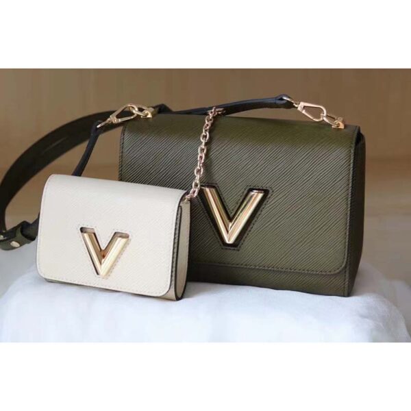 Louis Vuitton LV Women Twist MM Handbag Green White Epi Grained Cowhide Leather (12)