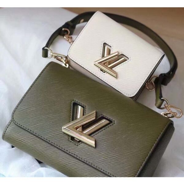 Louis Vuitton LV Women Twist MM Handbag Green White Epi Grained Cowhide Leather (2)