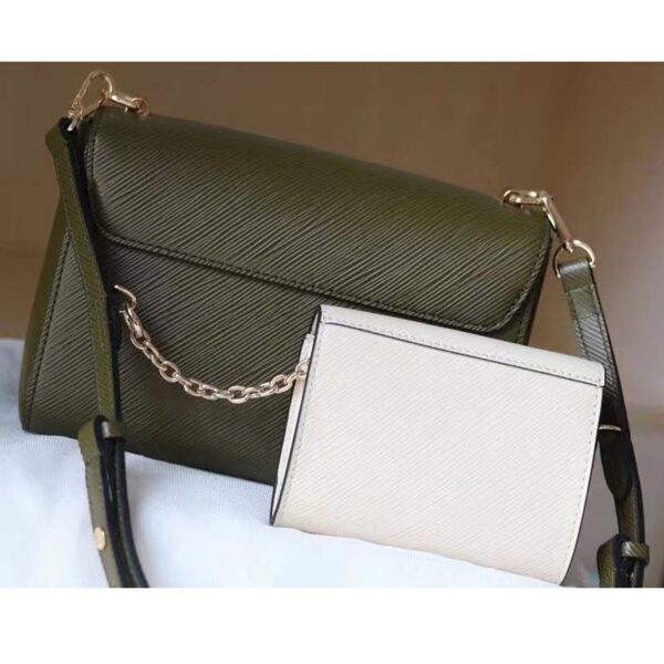 Louis Vuitton LV Women Twist MM Handbag Green White Epi Grained Cowhide Leather (7)