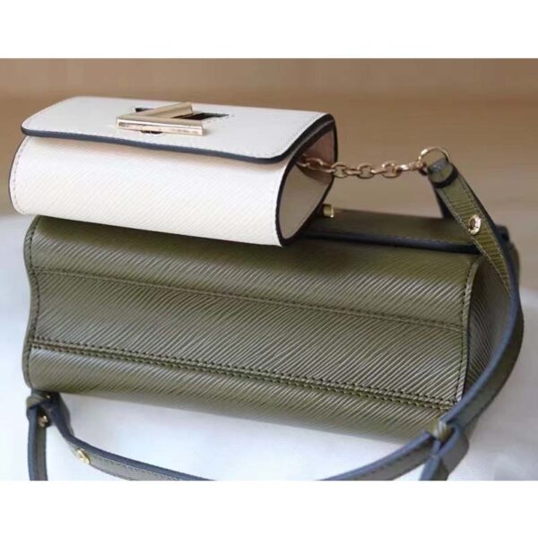 Louis Vuitton LV Women Twist MM Handbag Green White Epi Grained Cowhide Leather (8)