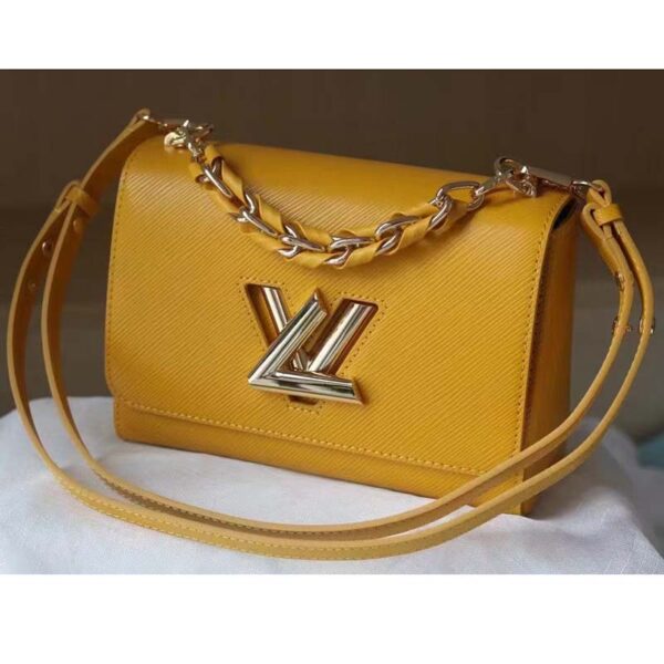 Louis Vuitton LV Women Twist MM Handbag Sunflower Yellow Epi Grained Cowhide Leather (3)