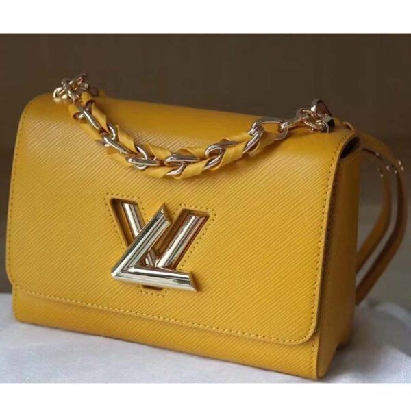 Louis Vuitton LV Women Twist MM Handbag Sunflower Yellow Epi Grained Cowhide Leather (7)