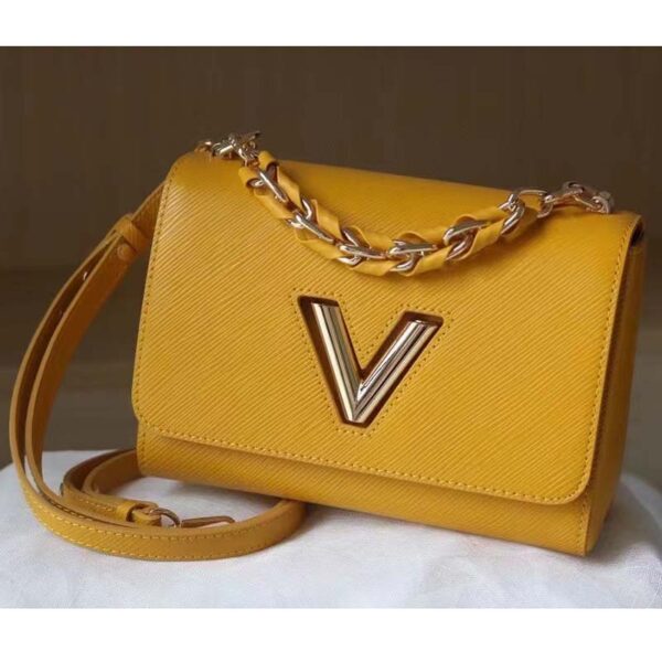 Louis Vuitton LV Women Twist MM Handbag Sunflower Yellow Epi Grained Cowhide Leather (9)