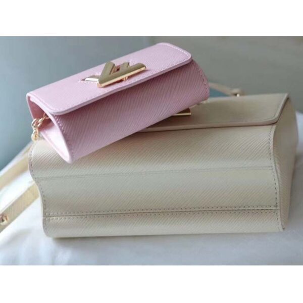 Louis Vuitton LV Women Twist PM Handbag Taupe Brown Pink Epi Grained Cowhide (11)