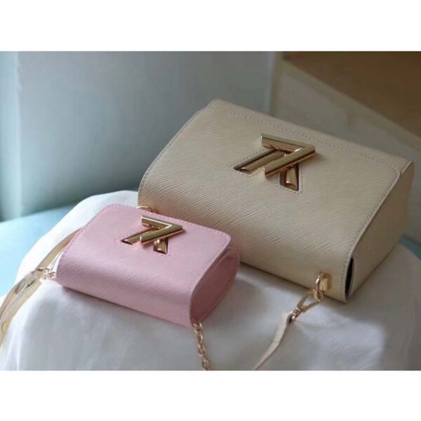 Louis Vuitton LV Women Twist PM Handbag Taupe Brown Pink Epi Grained Cowhide (4)
