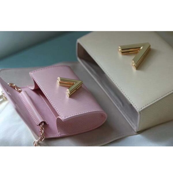 Louis Vuitton LV Women Twist PM Handbag Taupe Brown Pink Epi Grained Cowhide (5)