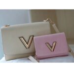 Louis Vuitton LV Women Twist PM Handbag Taupe Brown Pink Epi Grained Cowhide - Image 4