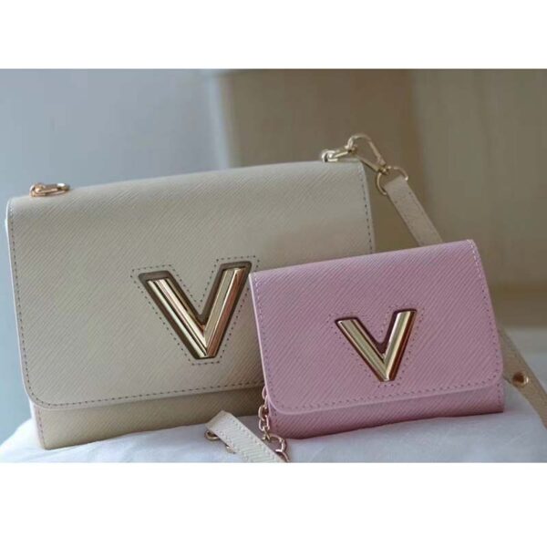 Louis Vuitton LV Women Twist PM Handbag Taupe Brown Pink Epi Grained Cowhide (6)