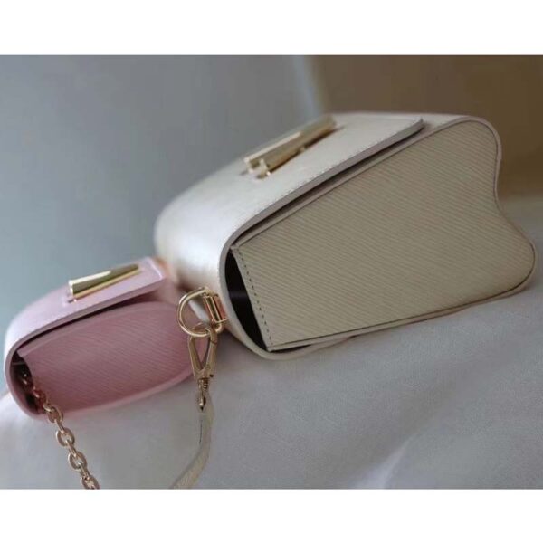 Louis Vuitton LV Women Twist PM Handbag Taupe Brown Pink Epi Grained Cowhide (7)