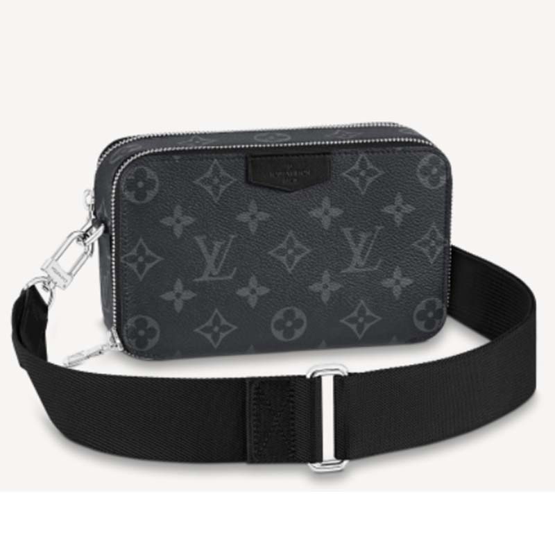 Authentic LOUIS VUITTON Monogram Eclipse Alpha Wearable Wallet M81260  Shoulde