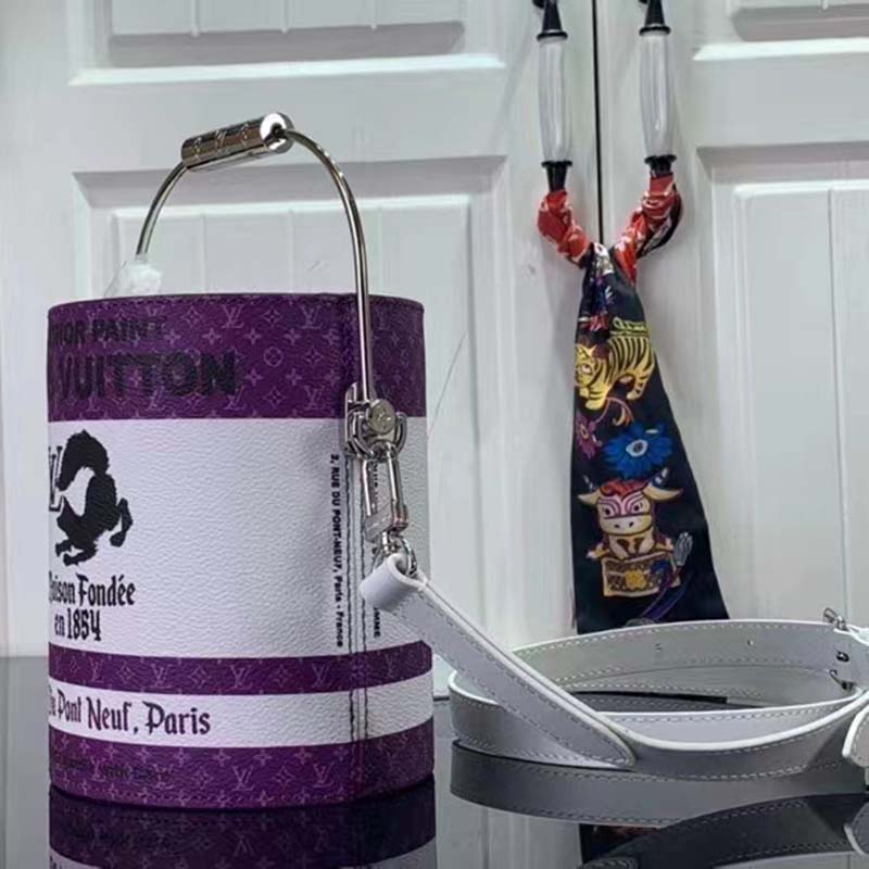 NWT Louis Vuitton LV Paint Gallon Can Leather Bucket Bag Purple FW22  AUTHENTIC