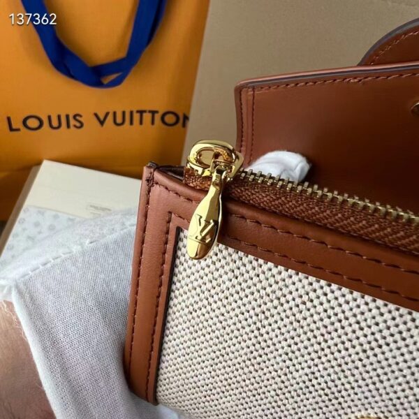 Louis Vuitton Unisex LV Pont 9 Compact Wallet Natural Tan Canvas Cowhide Leather (10)