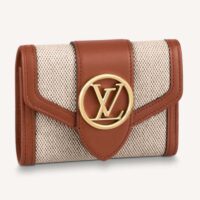 Louis Vuitton Unisex LV Pont 9 Compact Wallet Natural Tan Canvas Cowhide Leather (3)