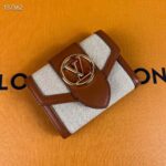 Louis Vuitton Unisex LV Pont 9 Compact Wallet Natural Tan Canvas Cowhide Leather - immagine 2