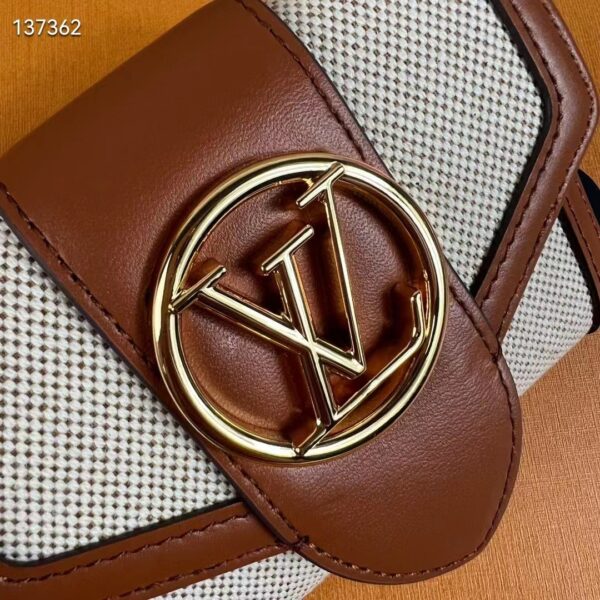 Louis Vuitton Unisex LV Pont 9 Compact Wallet Natural Tan Canvas Cowhide Leather (7)