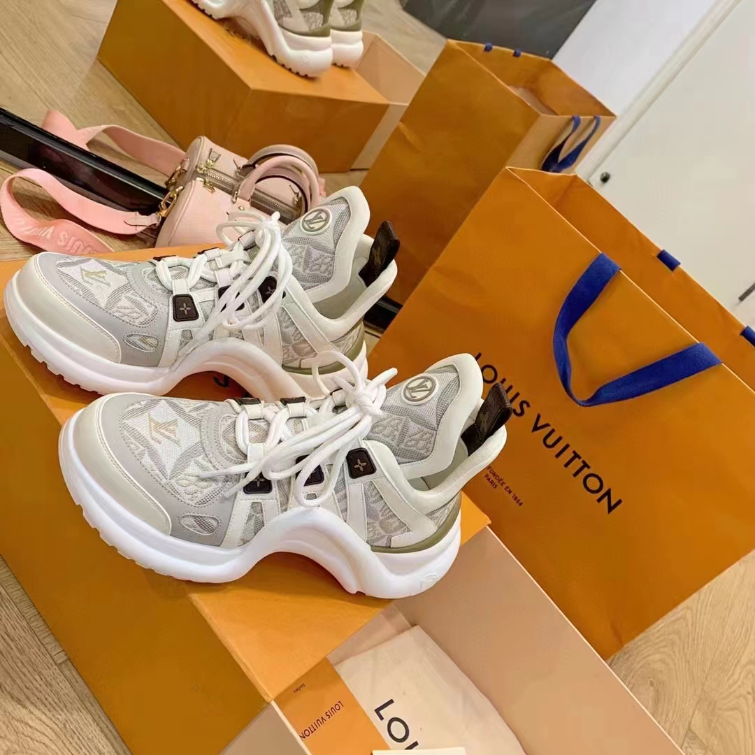 Authentic LV 2021ss early spring fashion catwalk sneakers 400N ORANGE White  - Kitsociety