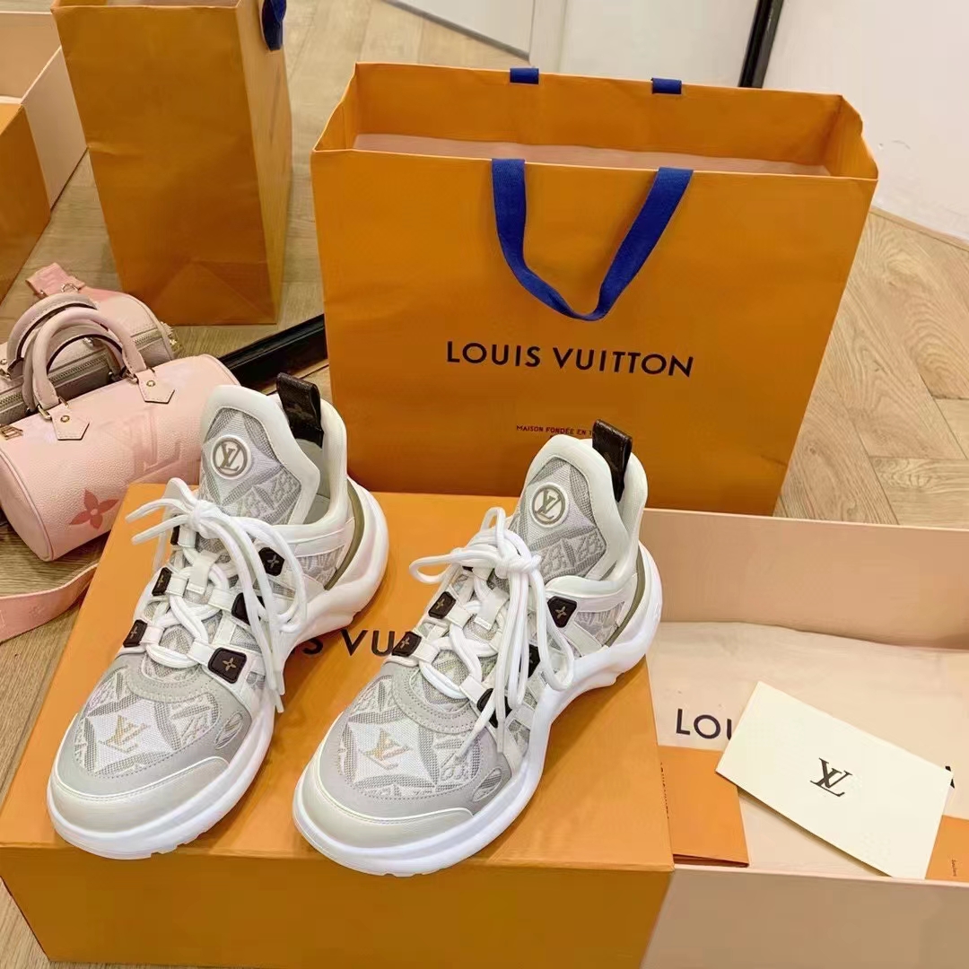 Authentic LV 2021ss early spring fashion catwalk sneakers 400N ORANGE White  - Kitsociety