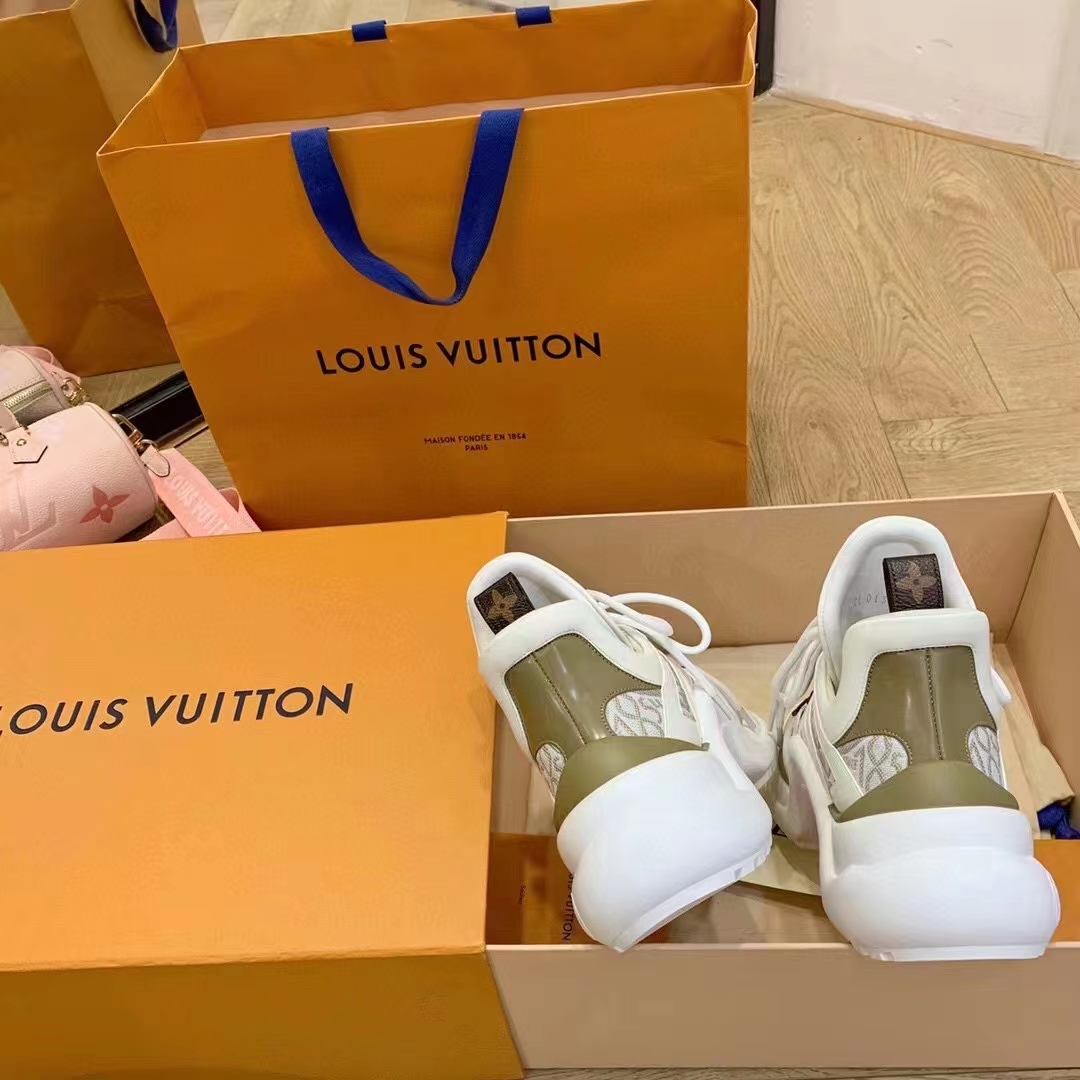 Authentic LV 2021ss early spring fashion catwalk sneakers 400N ORANGE White  - Kitsociety